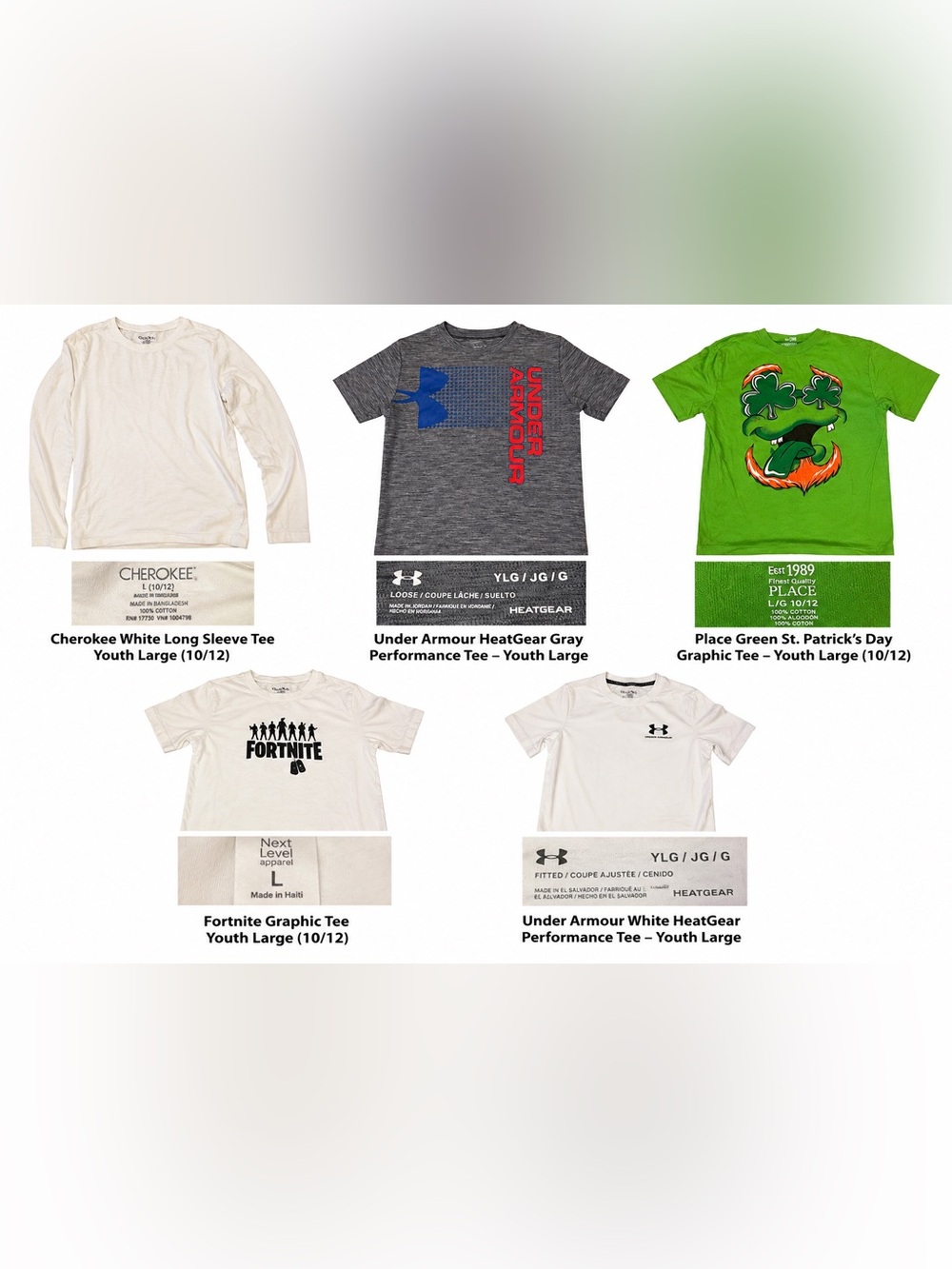 🔥 Boys Youth Large (10/12) Shirt Bundle, UA, Next Level, C.P. Etc